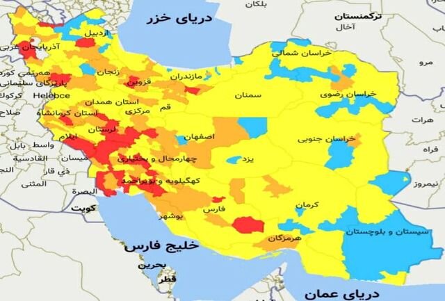 جدول کرونا به شهرها گسترش یافت / کاهش چشمگیر شهرهای آبی و افزایش نقاط قرمز و نارنجی / زندگی ادامه دارد   نمودارها و نقشه ها