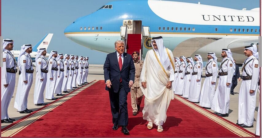 ترامپ |سفر |قطر ترامپ در راه قطر: سفر من به نفع اسرائیل است